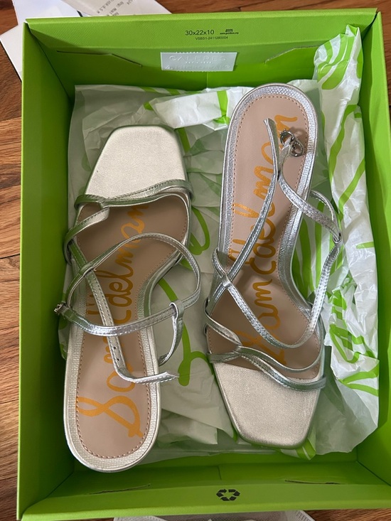 Sam Edelman Metallic Silver Strappy Square-Toe Sandals main image 3